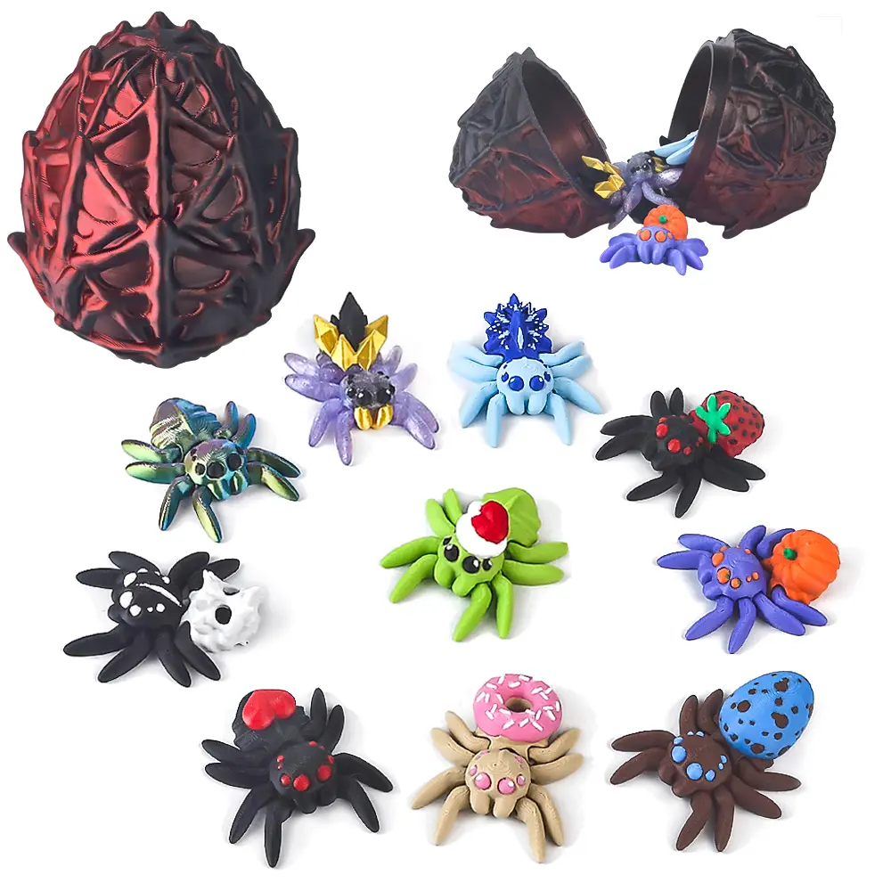 3D Printed Dragon Egg with 10 Unique Spiders, 3D Printed Animals Toys, Decoration for Boys and Girls,Surprise Spider Toy Set for Party Favors