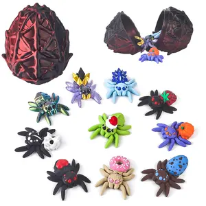 3D Printed Dragon Egg with 10 Unique Spiders, 3D Printed Animals Toys, Decoration for Boys and Girls,Surprise Spider Toy Set for Party Favors