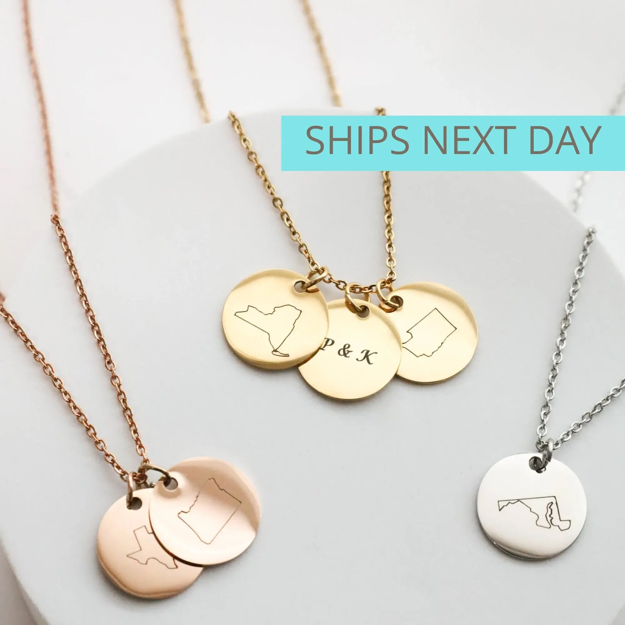 Long distance state necklace, long Distance Relationship Gift, friendship necklace, best friend gift, personalized graduation necklace