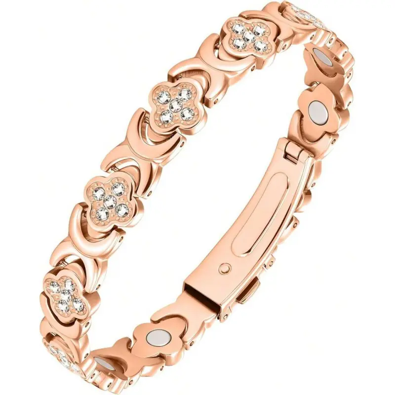 Feraco Pure Copper Bracelets For Women, Ultra Strength Magnetic Therapy Bracelet For Pain Relief With 3800 Gauss Magnets & Sparkling Cubic Zirconia, Adjustable, Infinite Clover Jewelry