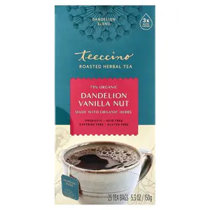 Teeccino Roasted Herbal Tea, Dandelion Vanilla Nut, Caffeine Free, 25 Tea Bags, 5.3 oz (150 g)