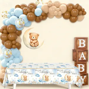 Boho Baby Shower Decorations Kit - Gender Reveal Party Supplies with Backdrop, Tablecloth, Balloons, Baby Boxes, Letters for Teddy Bear Themed Birthday