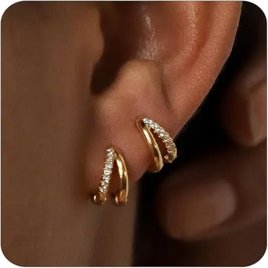3 # Golden Double layer Ear Buckle
