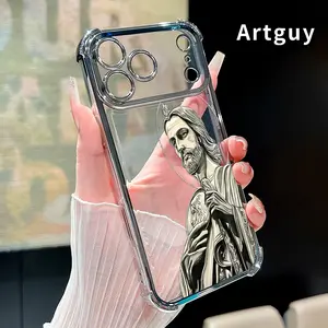 Four Corner Anti-Fall Conviction Pattern Phone Case for iPhone 17 Pro Max 16 Air 15 Plus 14 13 12 11 E Shockproof Transparent Electroplated Protective Cover