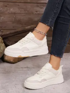 Women's Winter Warm Sneakers, Trendy Walking Sneaker, Fashionable Low-Top Casual Shoes, Comfortable Cotton Lining, Perfect for Fall & Winter