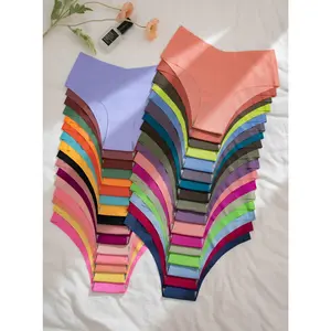 Women's Seamless Triangle Panties Seamless Panties Breathable Quick-Dry Ice Silk Low-Waist Solid Color Soft Comfortable Suitable for All Seasons