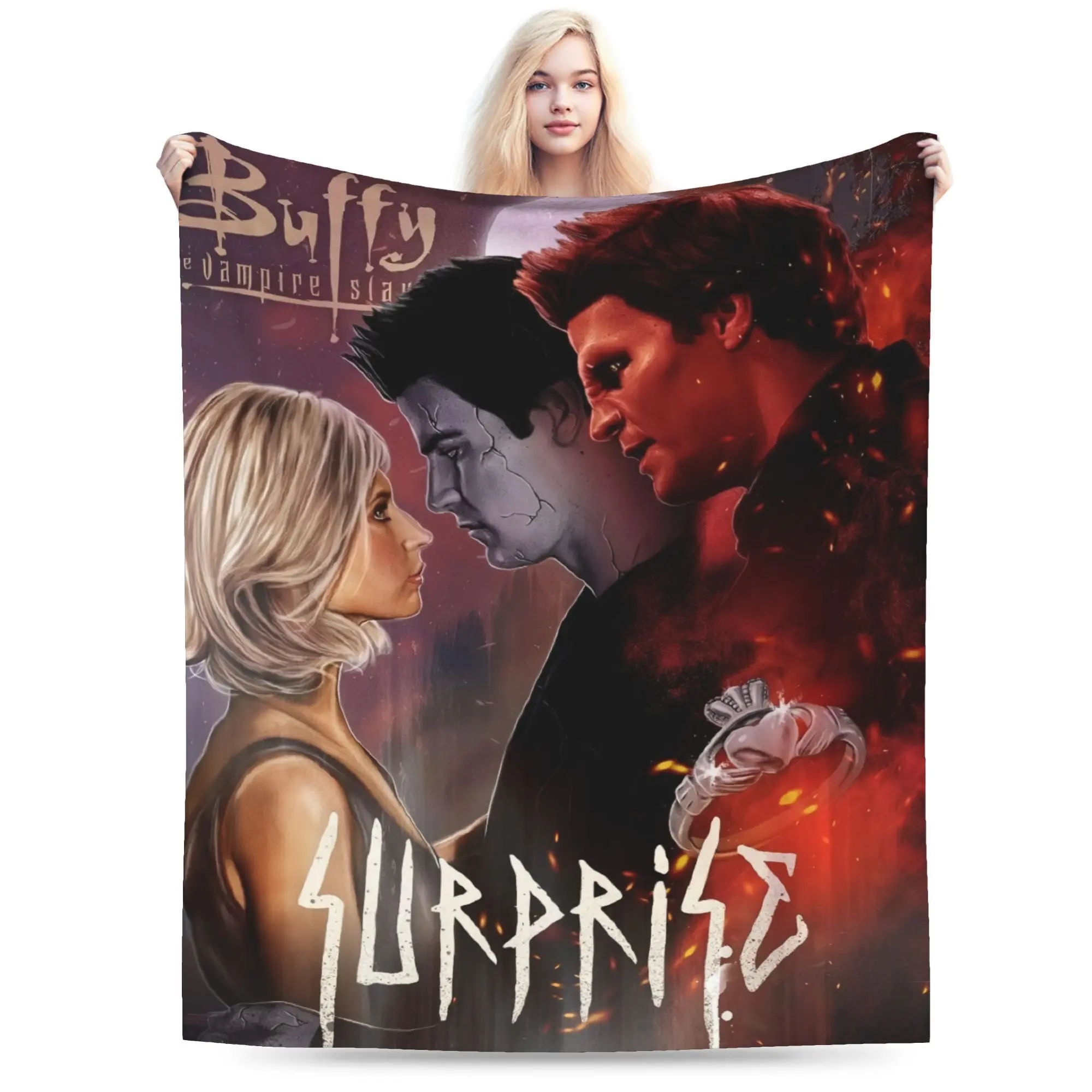 Buffy the Vampire Slayer themed print soft blanket - versatile, warm and comfortable for the sofa, office, travel - a great gift for all seasons blanket plushthin quilt holiday gift Intense Nacho Printed Flannel Blanket