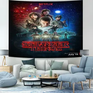 1 Pcs Stranger Things Tapestry, Durable Decorative Tapestry, A Colorful Character Wall Hanging with Characters from The Show, Perfect for Showing Off Youthful Energy, A Great Tapestry Gift for Stranger Things Lovers