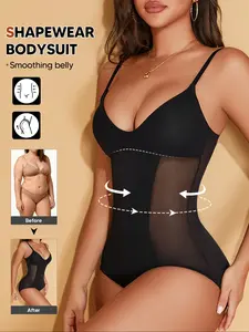Women's V Neck Thong Shapewear Bodysuit, Tummy Control Waist Shaper, Adjustable Straps, Seamless Chest Support, Underwear, Fit, Breathable