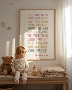 Numbers 6:24-26, Kids Christian Wall Art Print, Kids Bible Verse Prints, Christian Home Decor, Nursery Wall Art, Girls Bedroom Decor