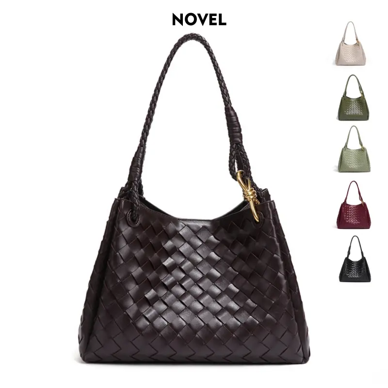 NOVEL Hand woven Oversized Parachute Bag for Women Large Capacity Commuter Handbag Shoulder Bag Fashionable Versatile Tote Bag Open-Top Drawstring Bucket Bag