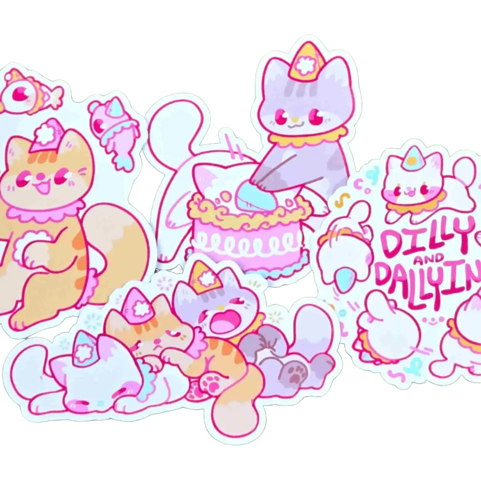 Cute Clown Cat Stickers!