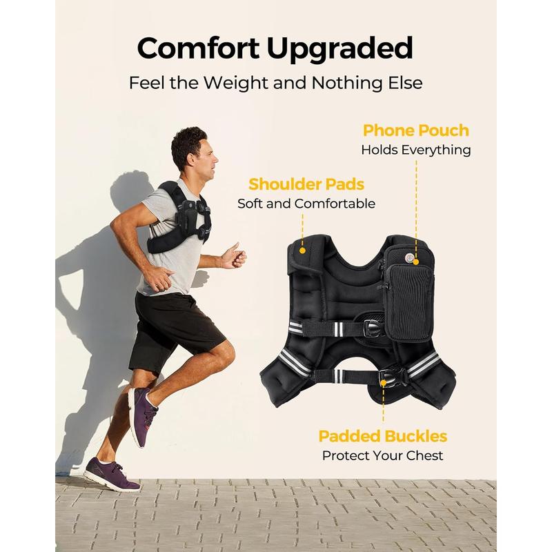 PACEARTH  Weighted  Vest ,  6Lb /  12Lb /  16Lb /  20Lb /  25Lb /  30Lb  Weight  Vest  with  Reflective  Stripe ,  Body  Weight  Vests  Adjustable  for  Men ,  Women  Workout ,  Strength  Training ,  Running ,  Walking ,  Jogging PACEARTH