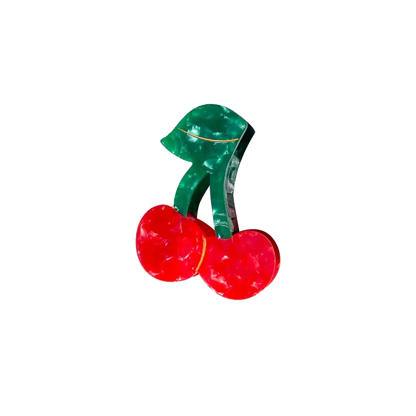 Eco-Friendly Biodegradable Acetate Base Solar Eclipse Hand-Painted Cherry Fruit Claw Hair Clip for Hair Styling