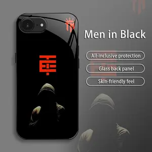 Suitable for [iPhone 16e] Creative cool mysterious black figure phone case cover,New glass affordable anti-drop and anti-fingerprint mobile phone protective case-995