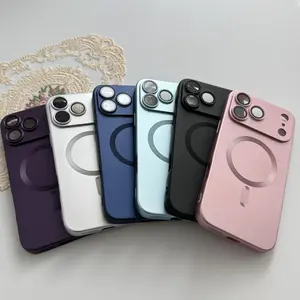 Metal Paint Anti-Fingerprint Magnetic Phone Case, Built-in Lens Protector, Wireless Charging Compatible (MagSafe Supported), Full TPU Shockproof, Bare Phone Feel, Anti-Scratch for iPhone/Samsung