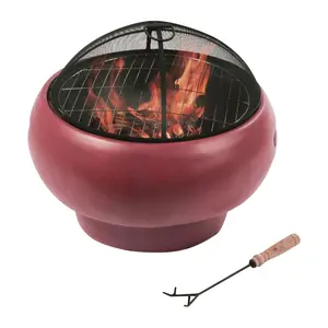 Teamson Home Outdoor 22" Round Concrete Wood Bu rning Fire Pit