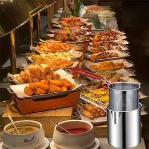 Stainless Steel Deep Frying Pan with Strainer Basket, Ideal for Frying French Fries and Chicken, Durable Kitchen Accessory