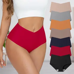 HOTCOM 7-Pack Women's Seamless High Waisted Panties | Silky Smooth Soft Fabric, Stretchable & Breathable, Minimalist Full Coverage Daywear Womenswear Clothes, Mixed Colors