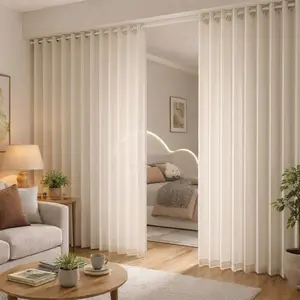 No-Drill Foldable Room Divider Curtain 2PCS, Renter-Friendly Light Filtering Privacy Curtain Wall for Studio Apartment, Space Saving Room Partition for Bedroom Dorm Room & Small Spaces, Easy Install