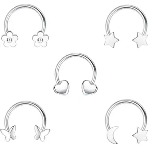Drperfect Cute Septum Jewelry Star Septum Ring 16G Septum Rings Stainless Steel Cool Septum Rings Heart Butterfly Septum Ring Daily