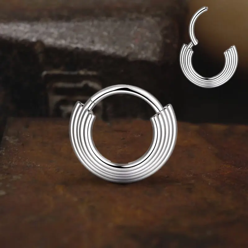 GTHIC 3-Tier Stacked Titanium Septum Piercing Ring Minimalist Jewelry Accessories for Men Women Daily Wear