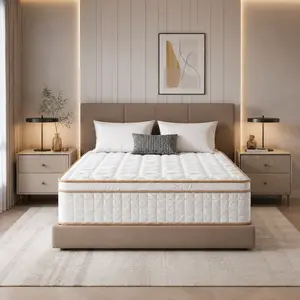 RUANREST 12 Inch Queen Hybrid Memory Foam Mattress in a Box with Pocket Springs, Cooling, Pressure Relief & Medium Firm Support for Back Health