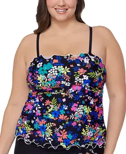 Island Escape Plus Size Underwire Bandeau Tankini Top