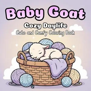 Baby Goat Cozy Daylife: Coloring Book For Kids And Adults Featuring 50 Simple And Relaxing Illustrations Of Little Goats Playing In Nature, Easy To Color Designs For Stress Relief And Creative Fun., Paperback