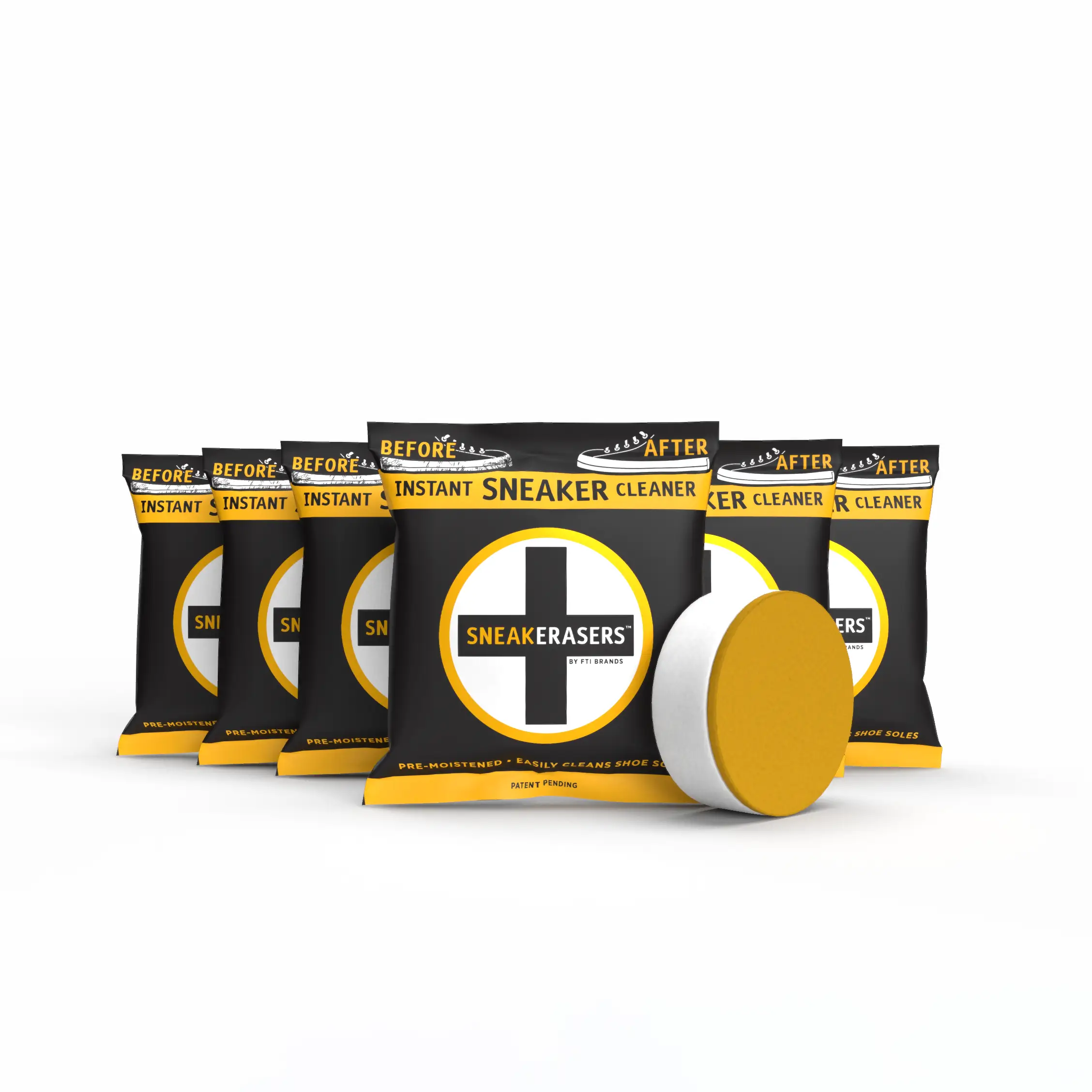 SneakERASERS PreMoistened Instant Sole and Sneaker Cleaner Patented Premium DualSided Sponge
