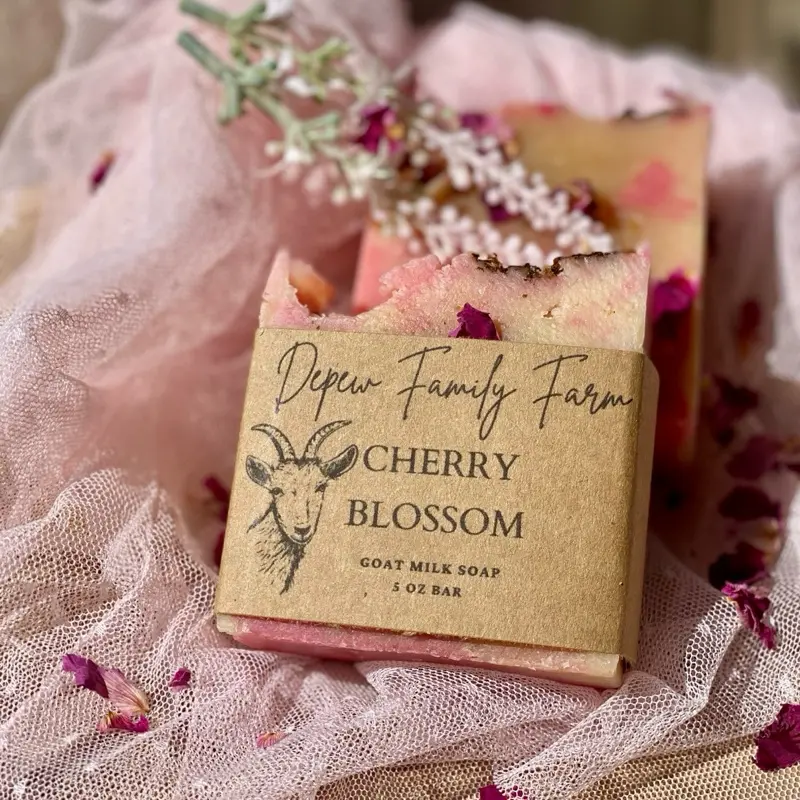 Depew Family Farm Organic Goat Milk Soap Bar - 5 oz Handmade Paraben-Free Chemical-Free Scented Body Cleanser for Dry Skin, Infused with Vitamins, Coconut Oil & Natural Oils, Hydrating Smooth Non-Toxic Body Care