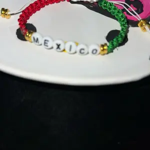 Mexico Flag Adjustable Bangle - Casual Trendy Jewelry, Fashionable Boho Rope Bracelet, Lucky Protection Amulet, Male & Unisex Surfer String Thread Jewelry Accessory