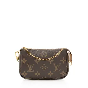 Pre-owned Louis Vuitton Leather Clutches & Wristlets Monogram Canvas Mini Pochette Accessoires
