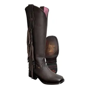 Women’s Knee High Brown Tassel Leather Boots