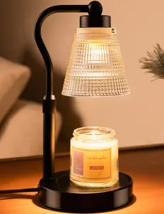 Candle Warmer Lamp for Jar Candles, Height Adjustable & Dimmable, 2/4/8H Timer, Flameless & Smokeless, Home Office Decor, Gift for Women Mom, Black-Clear 1 Pack