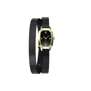 PASCAL Muse Diamond Watch Minimalist Emerald Shape Leather Watch for Women