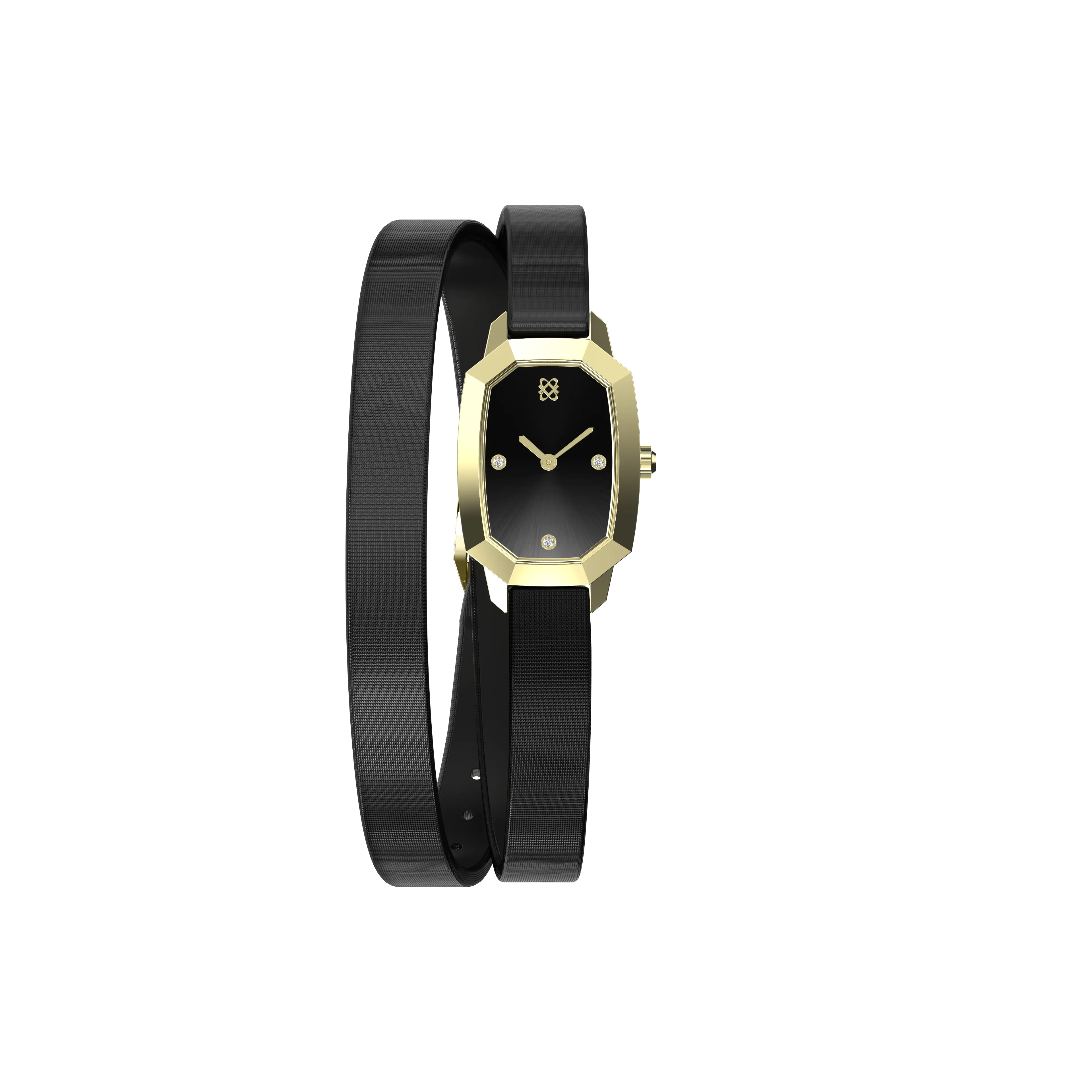 PASCAL Muse Diamond Watch Minimalist Emerald Shape Leather Watch for Women