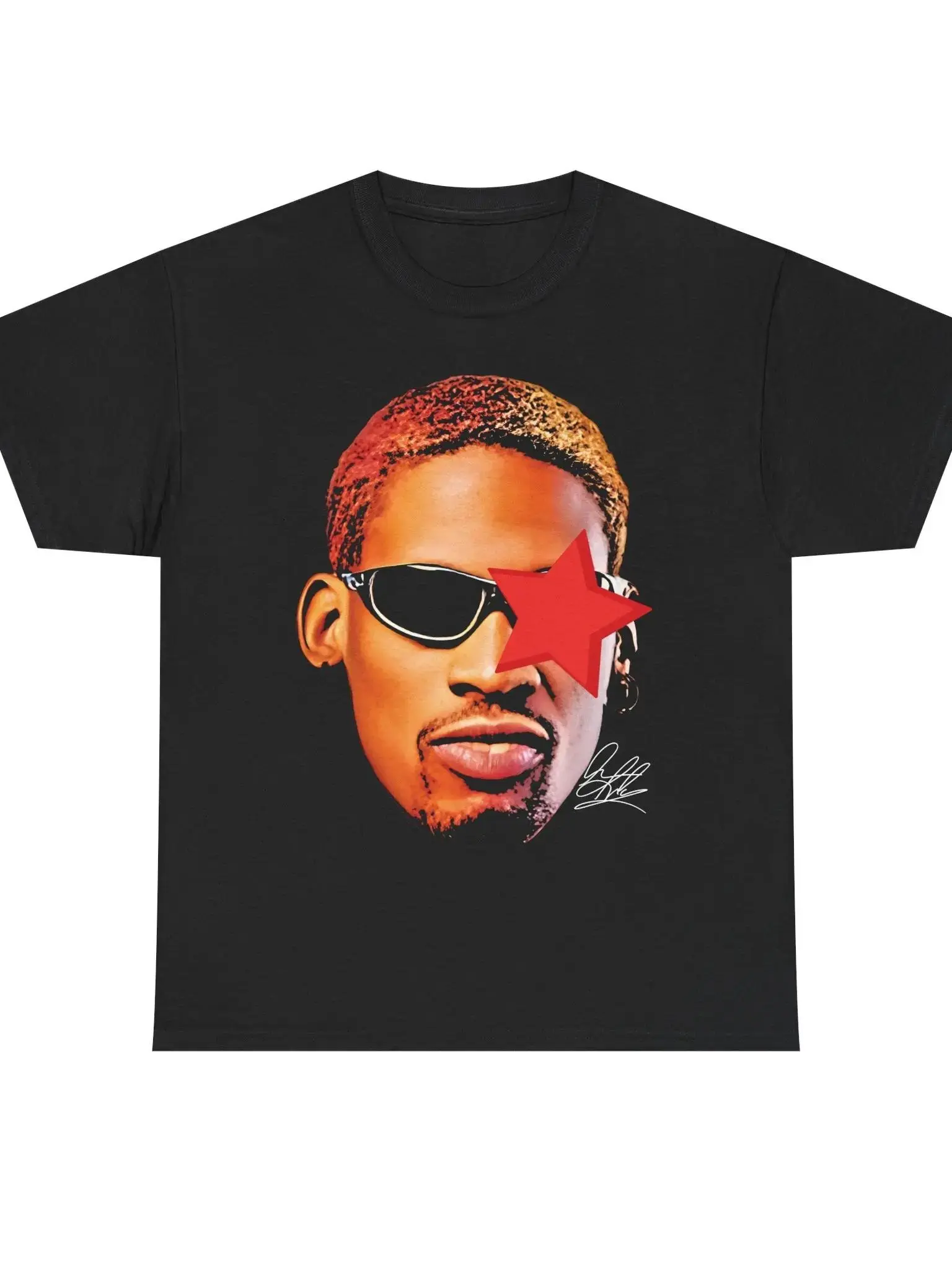 Rodman Inspired Vintage Graphic T-shirt Heavy Cotton Tee Basketball Sreetwear 90s Styled Shirt Hiphop Vibes Y2K Aesthetic Throwback Classic Sports Fan Fashion Rero Michael Jordan Allen Iverson Casual Menswear Retro Top Comfy Day Smooth Tshirt Underwear
