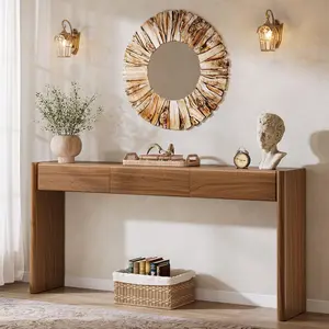 Tribesigns Wooden Console Table With 3 Drawers for Entryway, Living Room, and Hallway, Easy Assembly Sofa Station