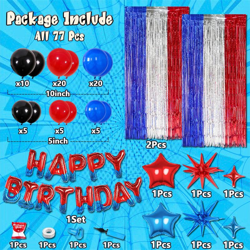 Spider Theme Balloon Arch Kit Birthday Decorations Party Supplies, Happy Birthday Wall Decor
