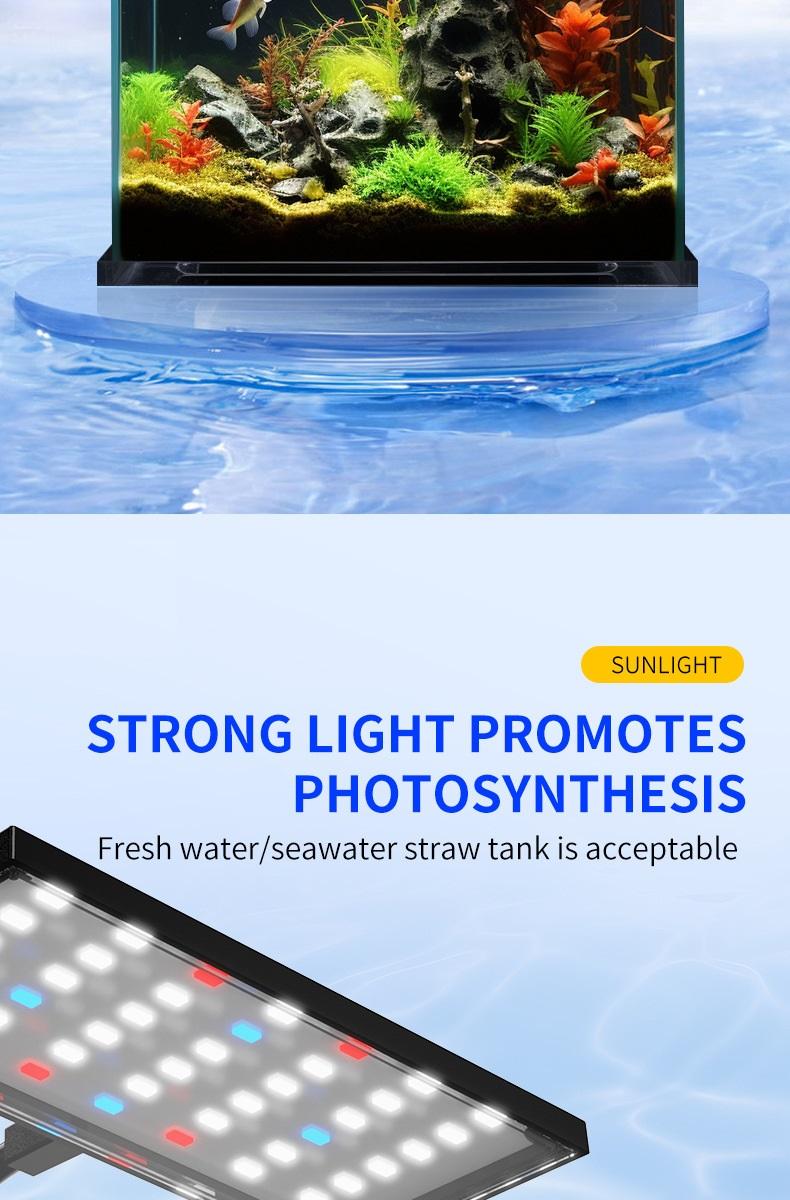 LED Aquarium Clip-On Light for Plants - Full Spectrum, Memory Function, DIY Mode, Adjustable Timer & Brightness, Timer Set & Forget, IP68 Waterproof, Low-Heat LEDs, Energy Saving Device for Freshwater & Saltwater Tanks