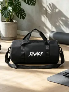 SAVAGE Printed Gym Bag, large-capacity dry-wet separation travel bag. Durable oxford fabric, unisex design, handheld and crossbody dual use. Suitable for fitness, sports, swimming and short trips.