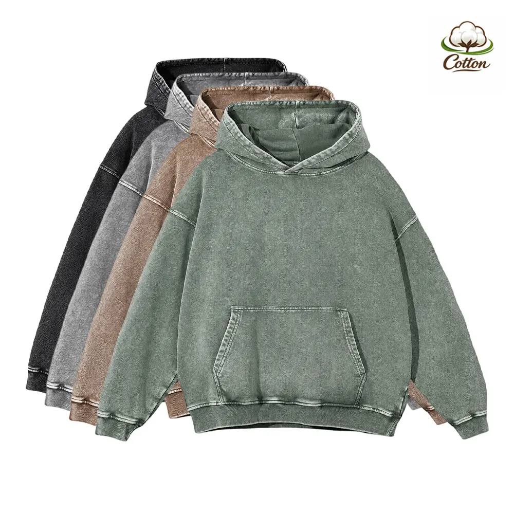 Men’s heavyweight acid-wash pure cotton hooded sweatshirt; women’s and men’s same style, suitable for autumn and winter wear.,summerwins,father'sdaygifts