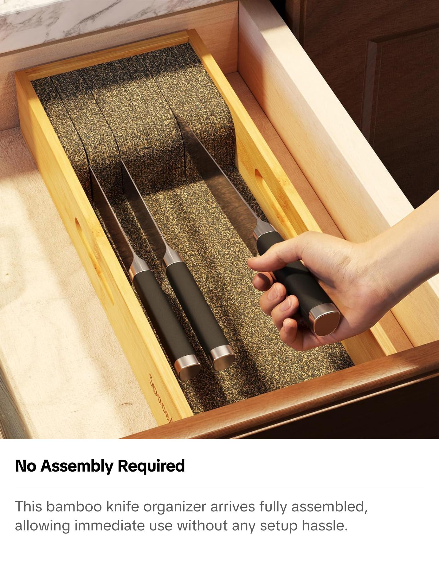 Small Bamboo Knife Holder for Drawer, 5.9"W