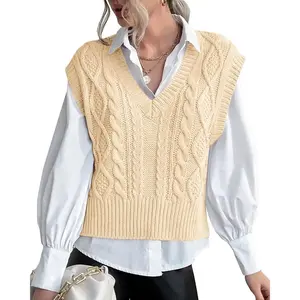 Sweater Vest for Women V Neck Sleeveless Knit Solid Casual Ribbed Preppy Pullover Tops