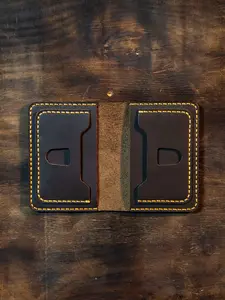 Handcrafted Leather Bifold Wallet for Men Minimalist Design Hand Stitched Slim Card Holder with Burnished Edges Perfect Gift for Him Anniversary Husband Halloween