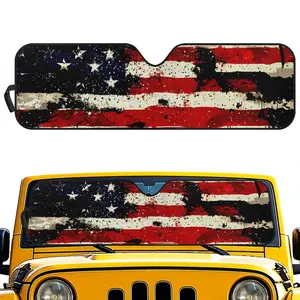 Tupalatus Windshield Sun Shade for 2018-2026 Jeep Wrangler JL JLU & 2020-2026 Jeep Gladiator,American Flag Print Heat Reflective Front Window Sun Visor Blocks UV Rays Foldable Sunshade