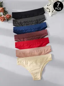 7PCS Women's Seamless Low Waist Triangle Panties, Soft Minimalist Panty, 7-Piece Set, Casual Fitted Underwear, All-Season Comfortable Lingerie