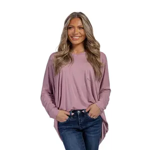Women's Relaxed V-Neck Long Sleeve Top