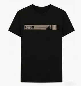 Men'S Casual Crew Neck T-Shirt with "FUTURE" Print, Short Sleeve, Knit Fabric, 95% Polyester 5% Spandex, Slight Stretch, Regular Fit, Summer Top - Black